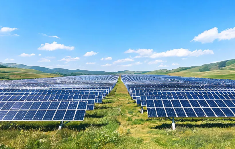Solar modules in a clear daylight renewable energy landscape